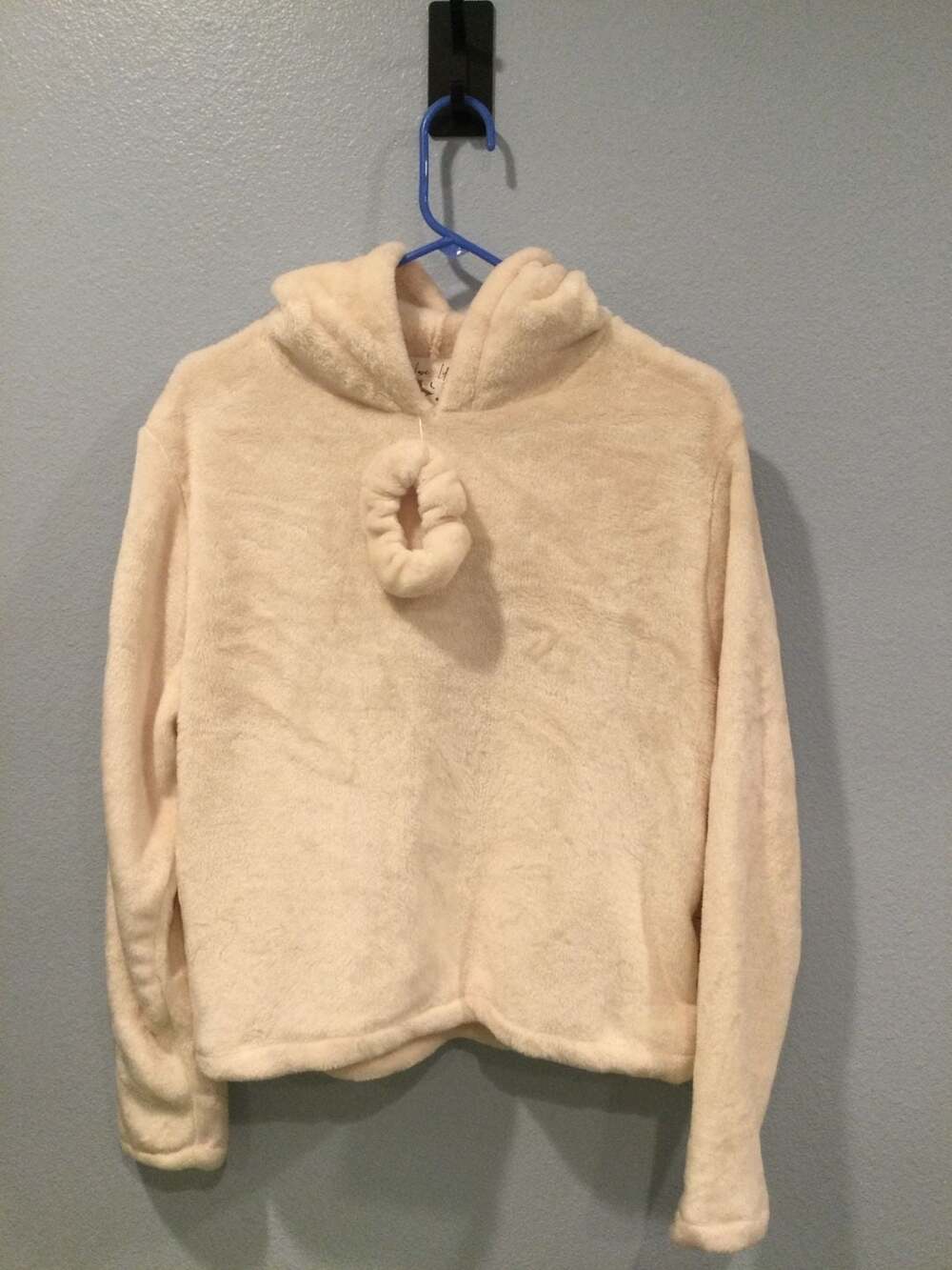 Love Life Cream Fleece Hoodie with Scrunchie Size L